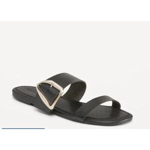 Old Navy Faux Leather Black Double Strap Sandals Size 8